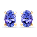 1.24 Carat Genuine Tanzanite 14K Yellow Gold Earrings
