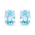 2.40 Carat Genuine Blue Zircon .925 Sterling Silver Earrings
