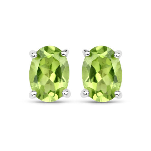 1.66 Carat Genuine Peridot .925 Sterling Silver Earrings
