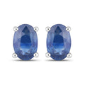 0.96 Carat Genuine Blue Sapphire 14K White Gold Earrings