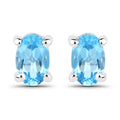 1.02 Carat Genuine Swiss Blue Topaz .925 Sterling Silver Earrings