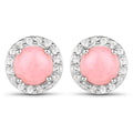 1.36 Carat Genuine Pink Opal and White Topaz .925 Sterling Silver Earrings