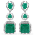 7.85 Carat Dyed Emerald .925 Sterling Silver Earrings