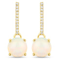 1.06 Carat Genuine Ethiopian Opal and White Diamond 10K Yellow Gold Earrings