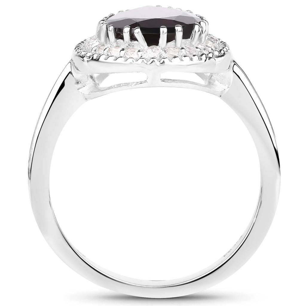 3.94 Carat Genuine Garnet & White Topaz .925 Sterling Silver Ring