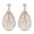 14K Yellow Gold Plated 35.15 Carat Genuine Golden Rutile and White Topaz .925 Sterling Silver Earrings