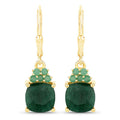 4.50 Carat Dyed Emerald and Emerald .925 Sterling Silver Earrings