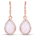 18K Rose Gold Plated 7.60 Carat Genuine Pink Opal .925 Sterling Silver Earrings