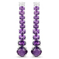 18K White Gold Plated 7.58 Carat Genuine Amethyst and White Topaz .925 Sterling Silver Earrings