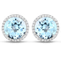 7.78 Carat Genuine Blue Topaz and White Topaz .925 Sterling Silver Earrings