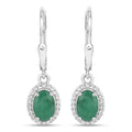 1.72 Carat Genuine Emerald and White Topaz .925 Sterling Silver Earrings