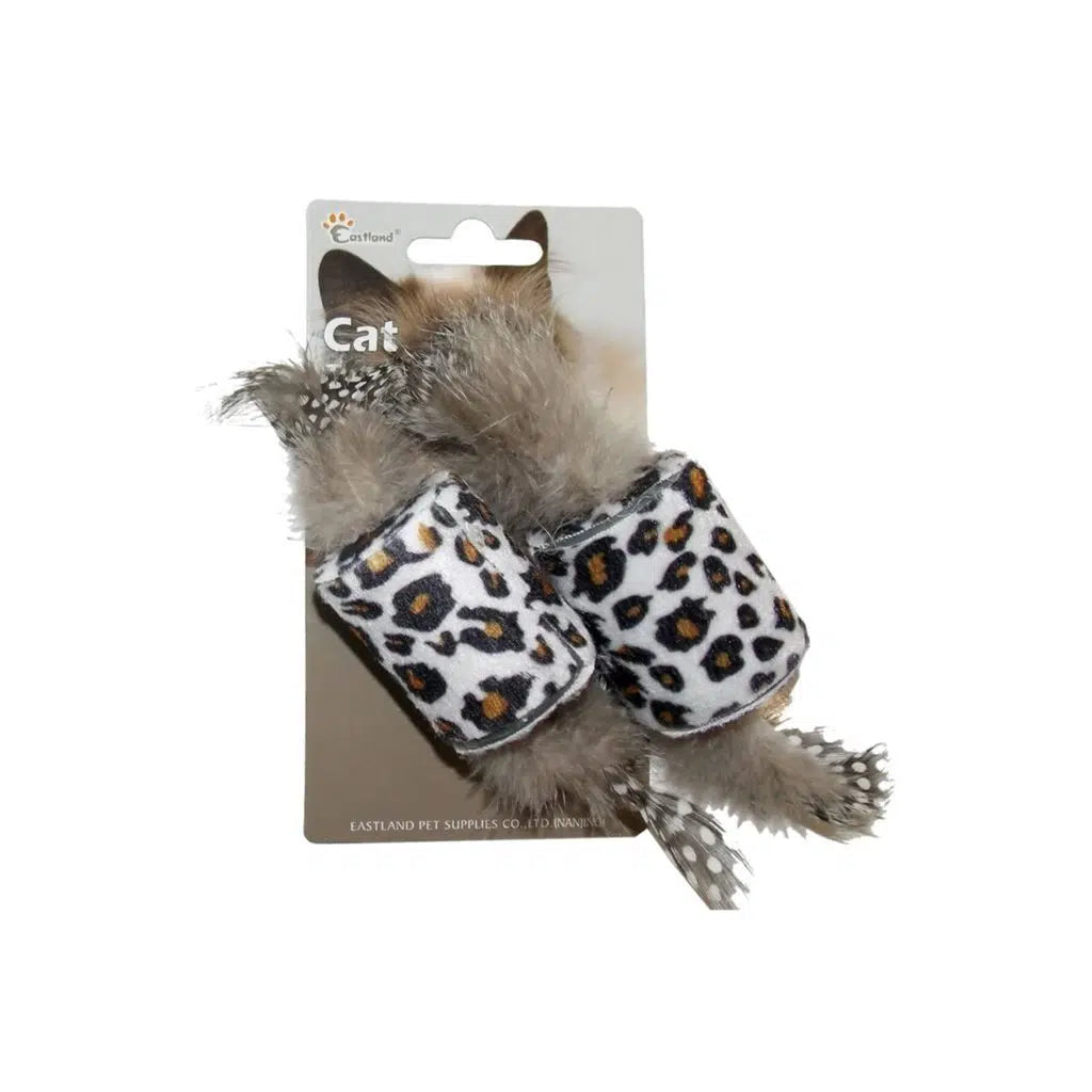 Eastland Plush Leopard Cat Toys with Feathers 2-Pack 4.6cm