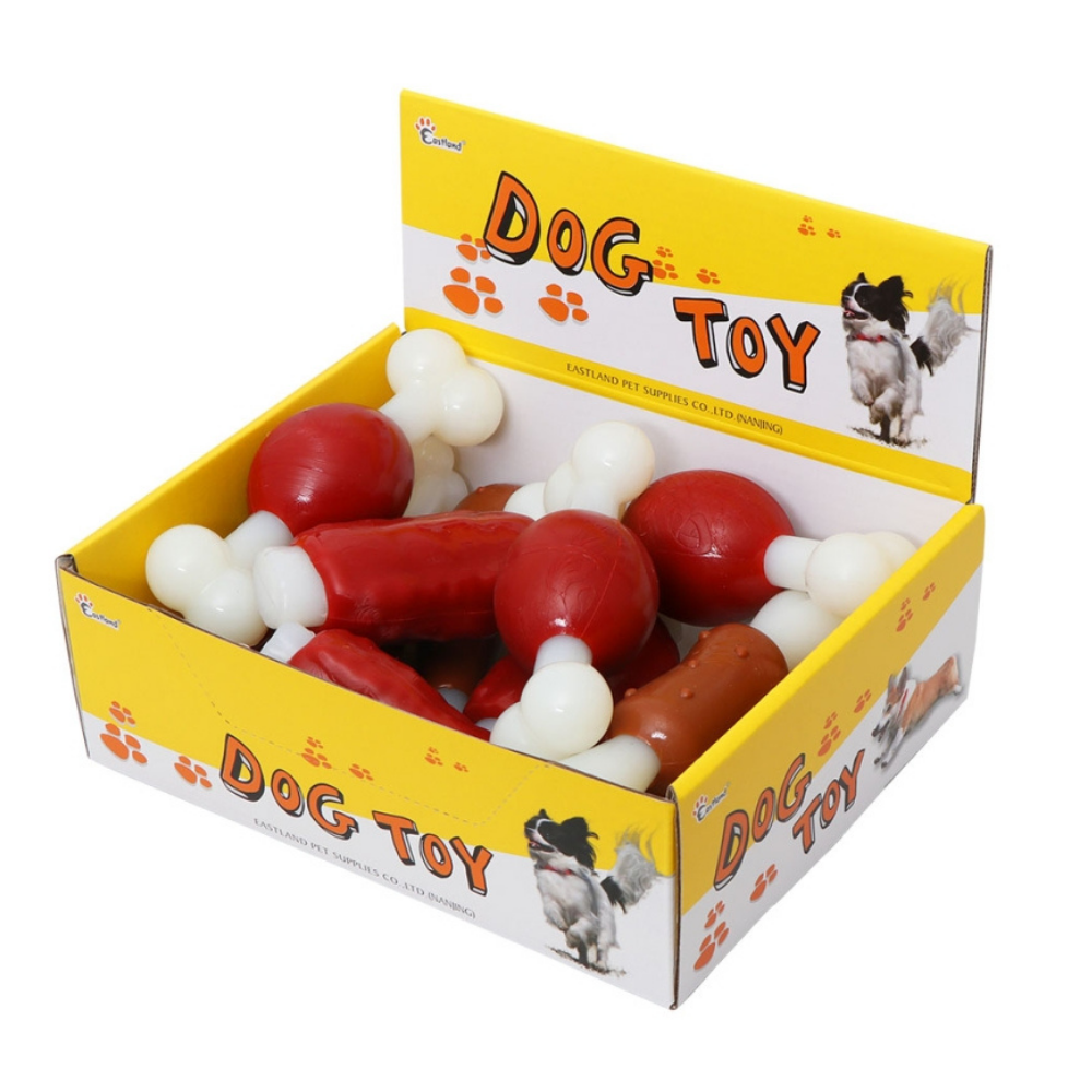 Eastland Plastic Bone Shaped Chicken Leg Dog Toy 13.75cm