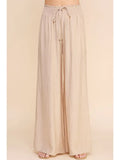 Bamboo Texture Flowy Pants: Latte