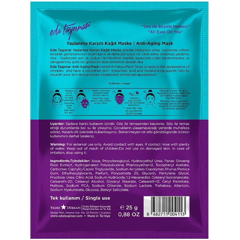 Eda Taspinar Smoothing Sheet Mask with Hyaluronic Acid 25g
