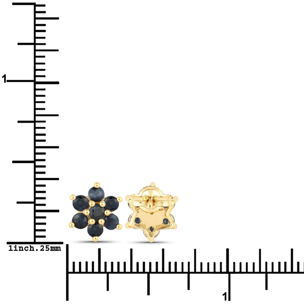 0.84 Carat Genuine Blue Sapphire 10K Yellow Gold Earrings