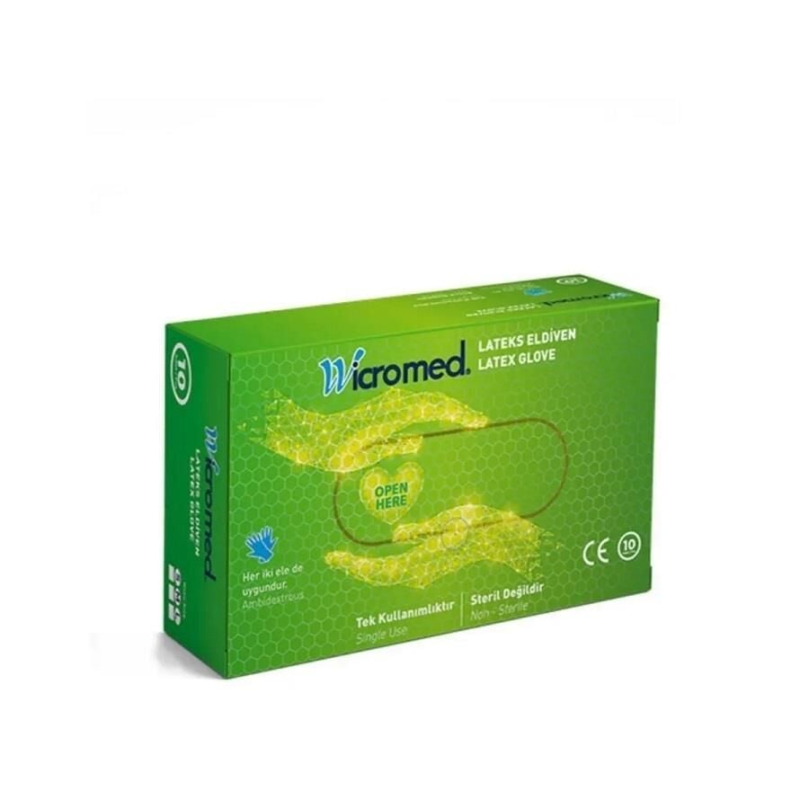 Wicromed Latex Gloves Medium Size Protective Pack 10 Count