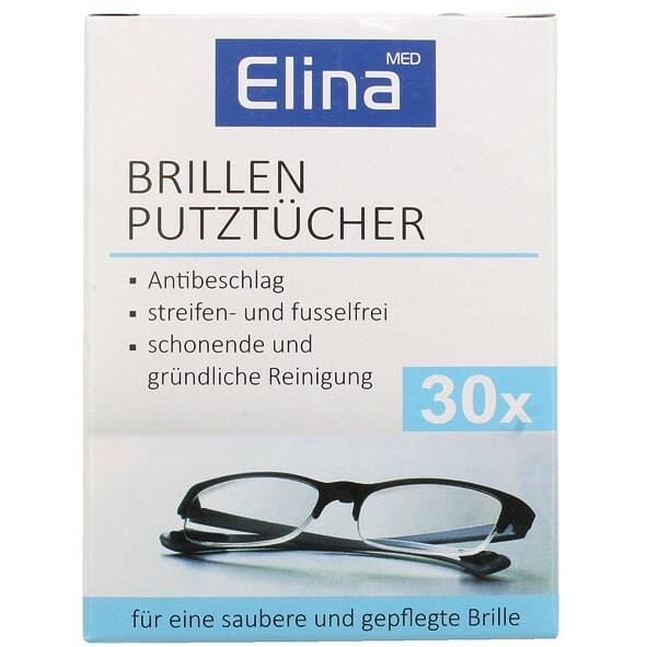 Elina Med Eyeglass Cleaning Wipes for Streak-Free Clarity 30 Count