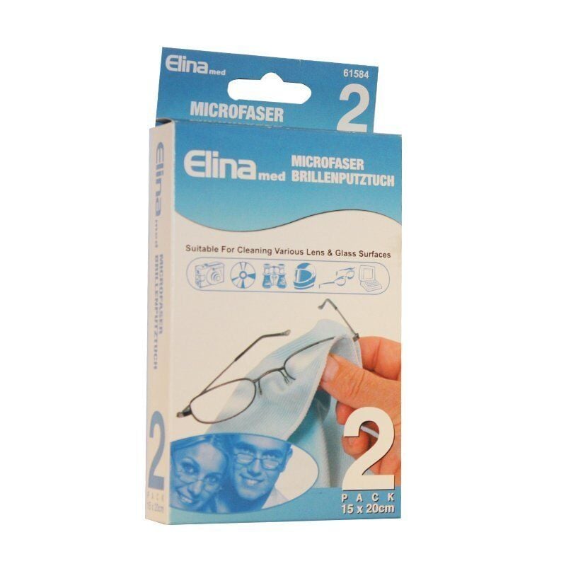 Elina Med Microfiber Eyeglass Cleaning Cloths 2 Pack 15x20cm