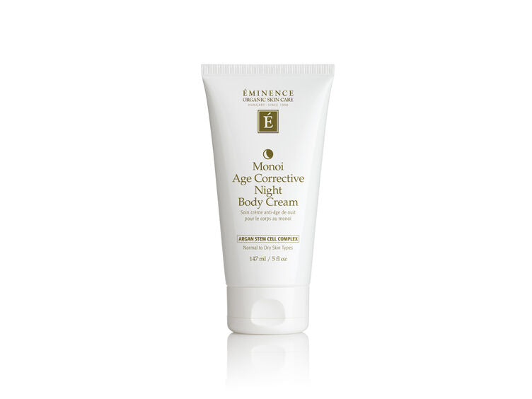 Eminence Monoi Age Corrective Night Body Cream, 5 oz / 147 ml retail tube.