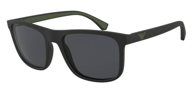 Emporio Armani Matte Black Men's Square Sunglasses 56mm