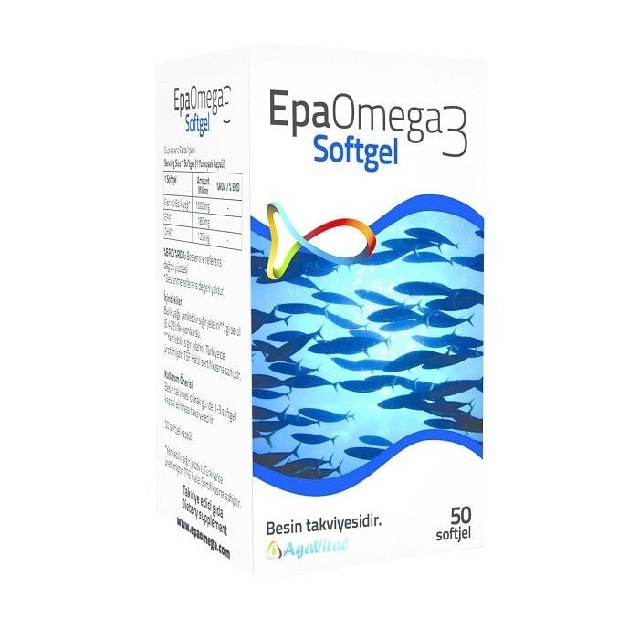 Aga Vital EpaOmega SoftGel Omega-3 Supplement 1000mg 50 Count