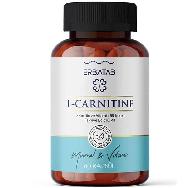 Erbatab L-Carnitine Dietary Supplement for Energy 60 Capsules