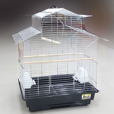 Eurogold Chinese Roof Large Parrot Cage White 47x36x62 cm