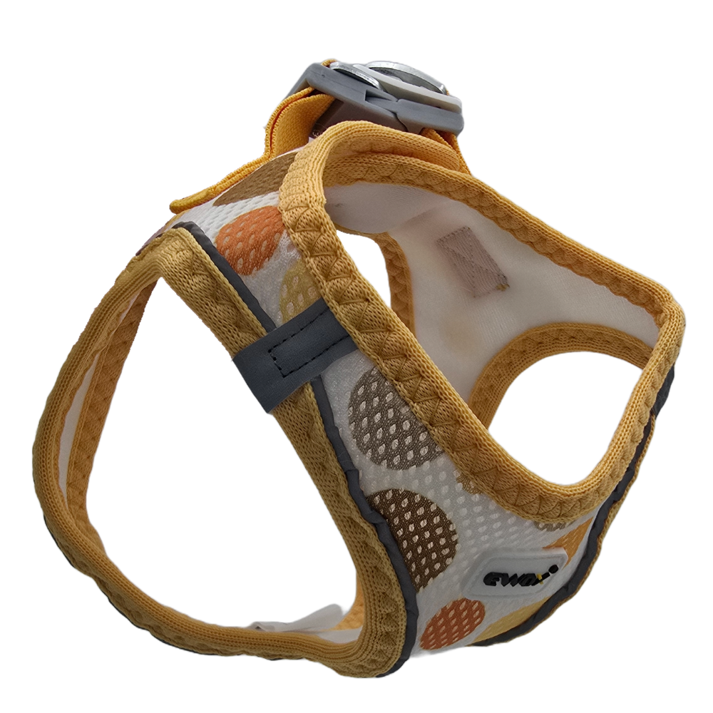 Ewox Air Mesh Yellow Polka Dot Dog Harness 2XS