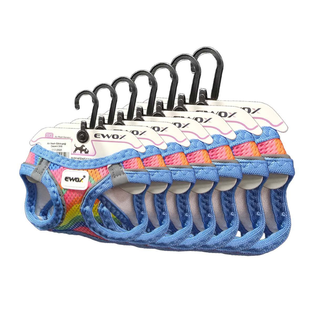 Ewox Air Mesh Rainbow Pattern Dog Harness 3XS