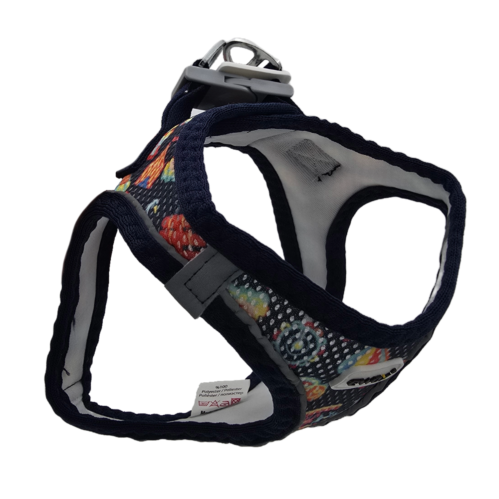 Ewox Air Mesh Lunapark Print Dog Harness Large