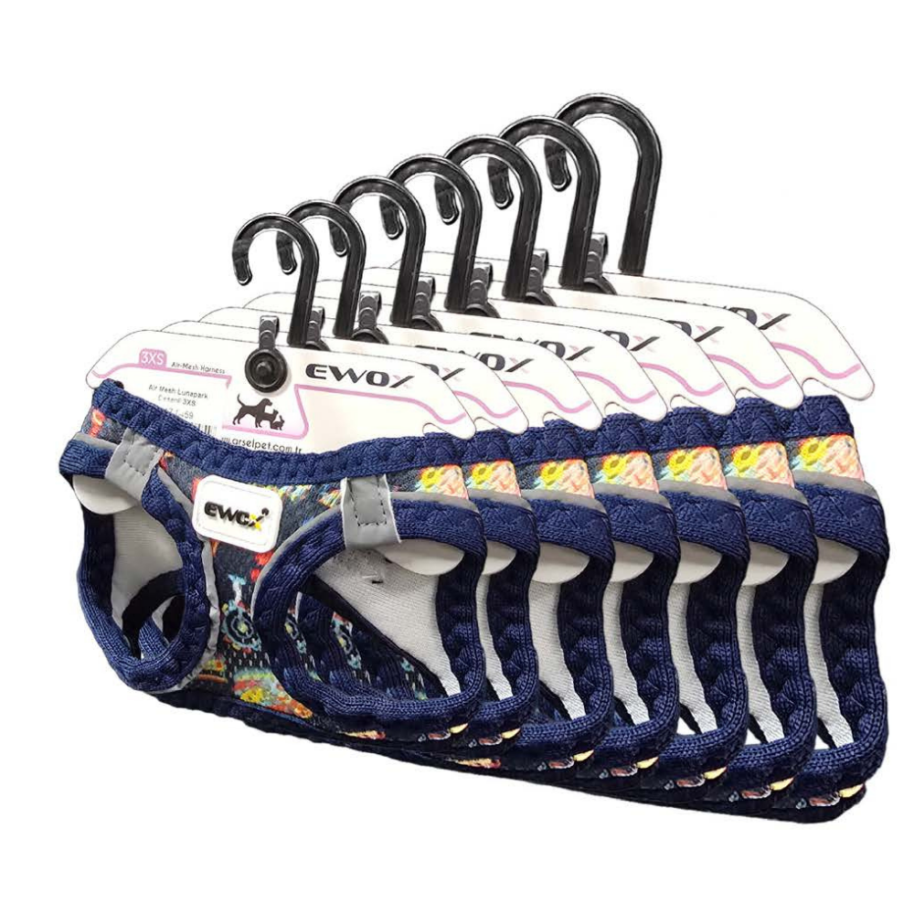 Ewox Air Mesh Lunapark Print Dog Harness Large