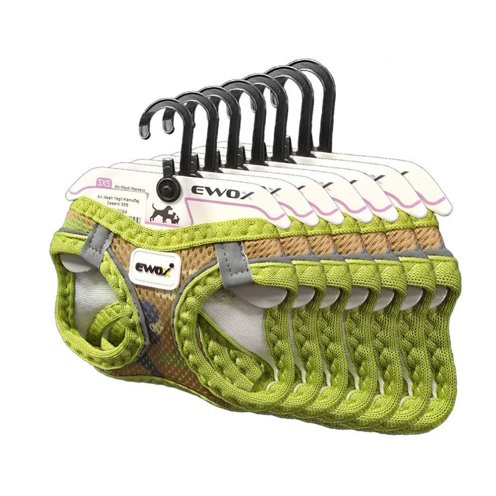 Ewox Air Mesh Green Camo Dog Harness Extra Security 3XS