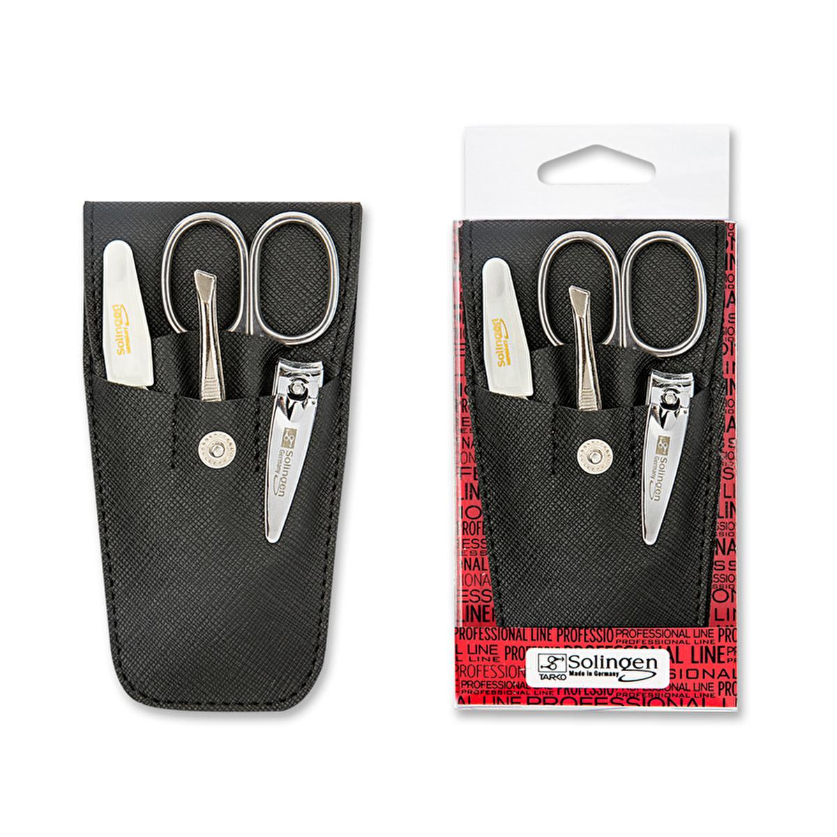 Solingen 5-Piece Manicure Set - Professional Nail Care Kit with Carrying Case, Tweezers, Nail File, Nail Clippers, and Cuticle Clippers