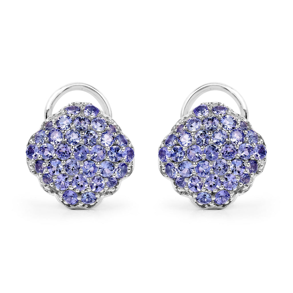 3.14 Carat Genuine Tanzanite .925 Sterling Silver Earrings