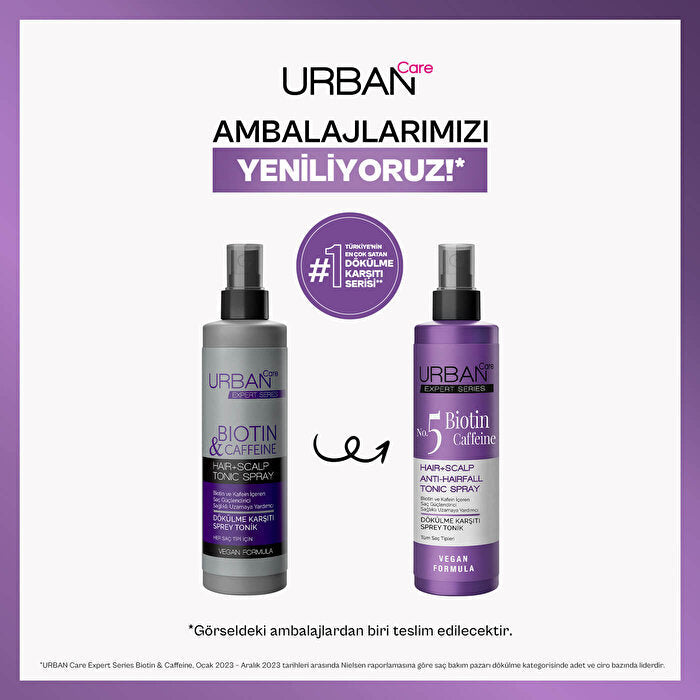 Urban Care Expert Hair Tonic Biotin&Caffeine 200 ml with Pink Scalp Massager Hair Brush