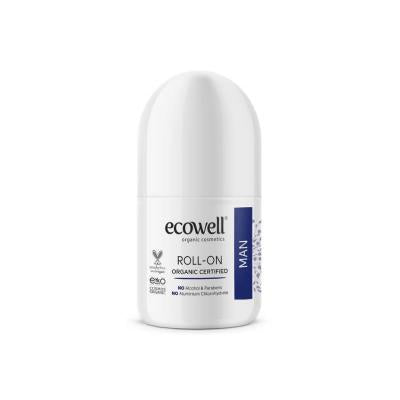 Ecowell Cosmos Organik Certified Organic Roll-On Deodorant for Men - Natural, Long-Lasting Odor Protection, Non-Sticky & Paraben-Free