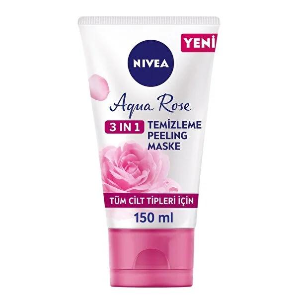 Nivea Aqua Rose 3-in-1 Facial Cleanser, Peeling, and Mask - Natural Skincare for Sensitive Skin