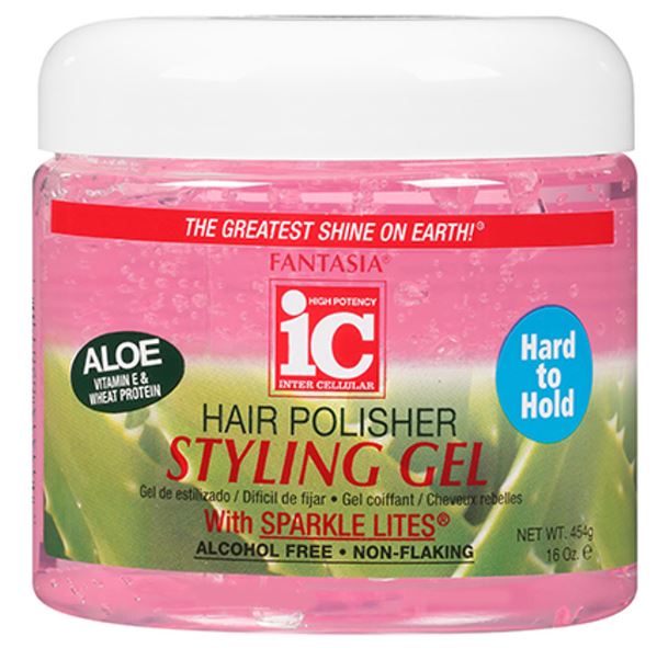 Fantasia Hair Polisher Styling Gel with Sparkles Lites, Hard to Hold, 16 Oz