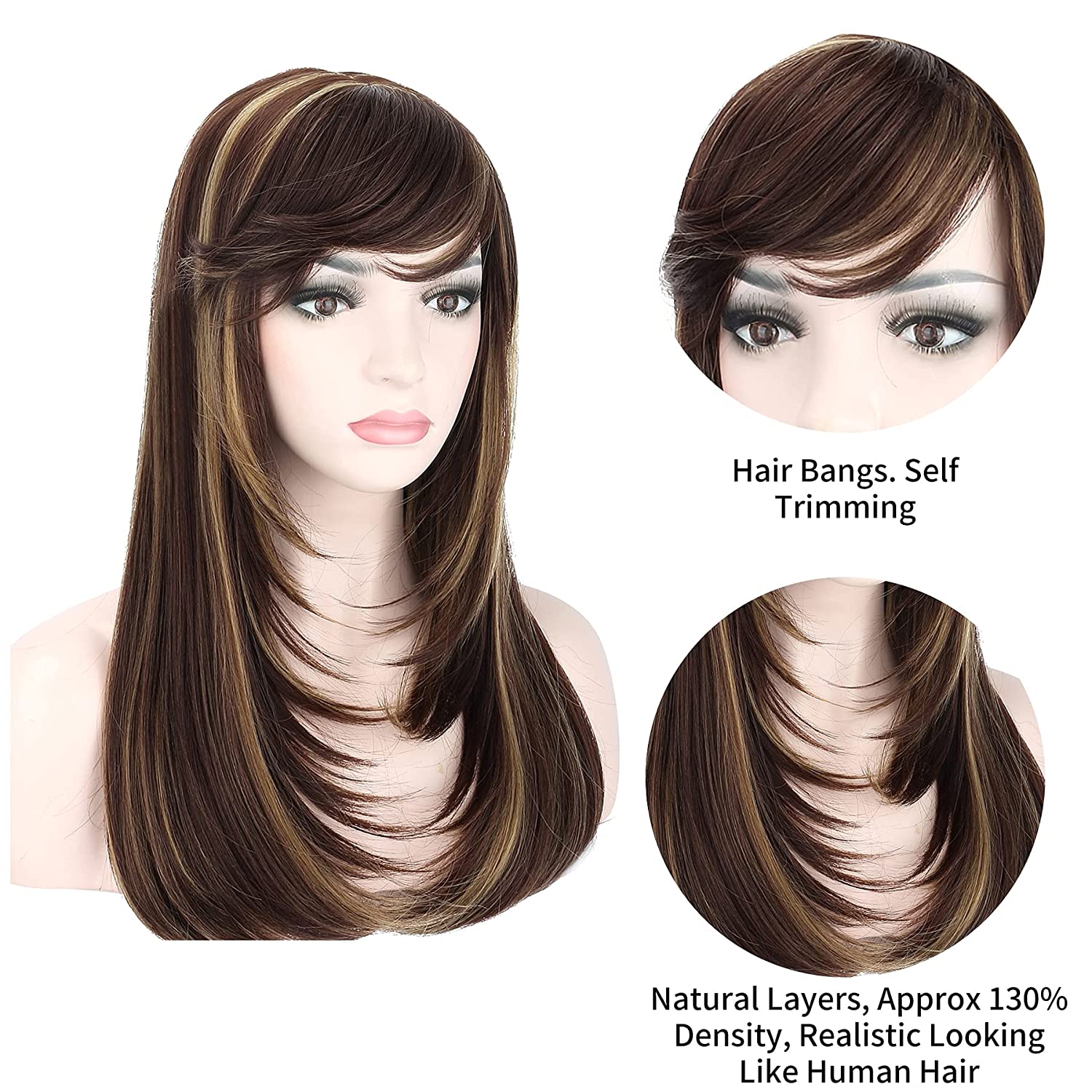 VIP Extensions Ash Blonde Straight Synthetic Fashion Wig with Bangs