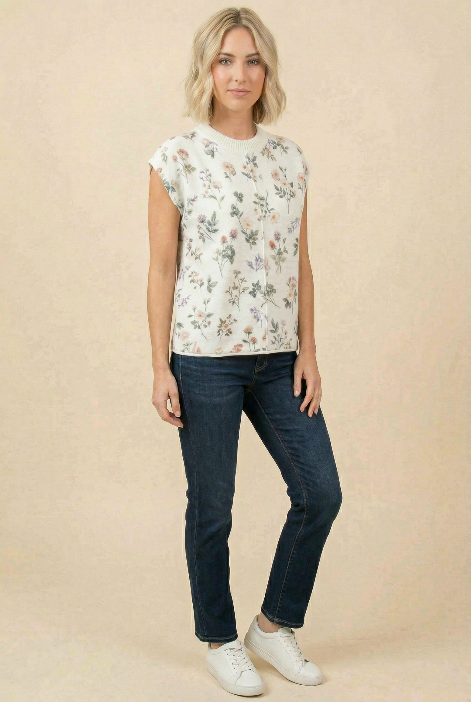 Floral Sleeveless Knit Top