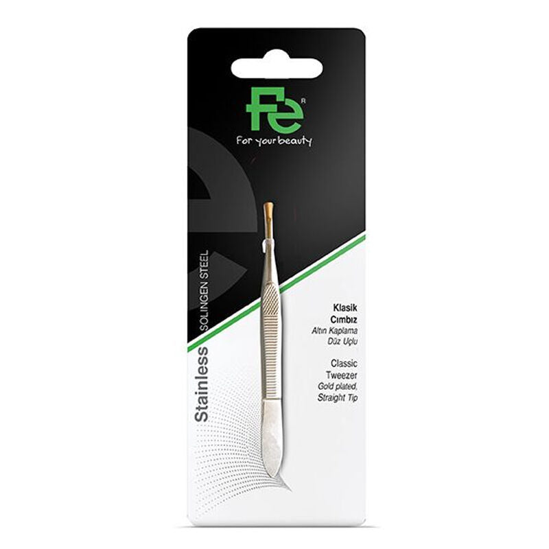 Fe Straight Tip Classic Tweezers for Precise Grooming