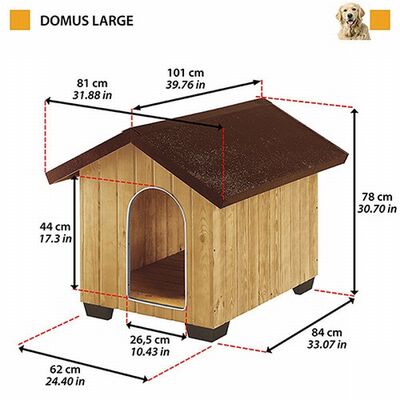 Ferplast Domus Large Wooden Dog House Weatherproof Pine 81x101x78cm