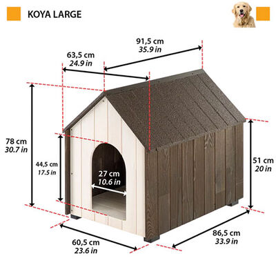 Ferplast Koya Large Wooden Dog House Weatherproof Pine 91.5cm
