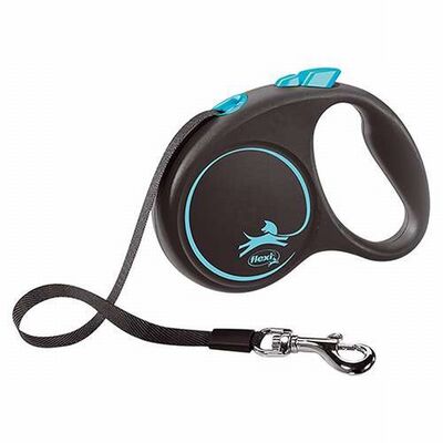 Flexi Black Design Retractable Tape Dog Leash Small 5m Blue