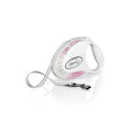 Flexi Glam White Retractable Dog Leash with Crystals 5m