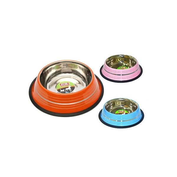 Flip Pet Striped Stainless Steel Pet Bowl for Food and Water 8 oz