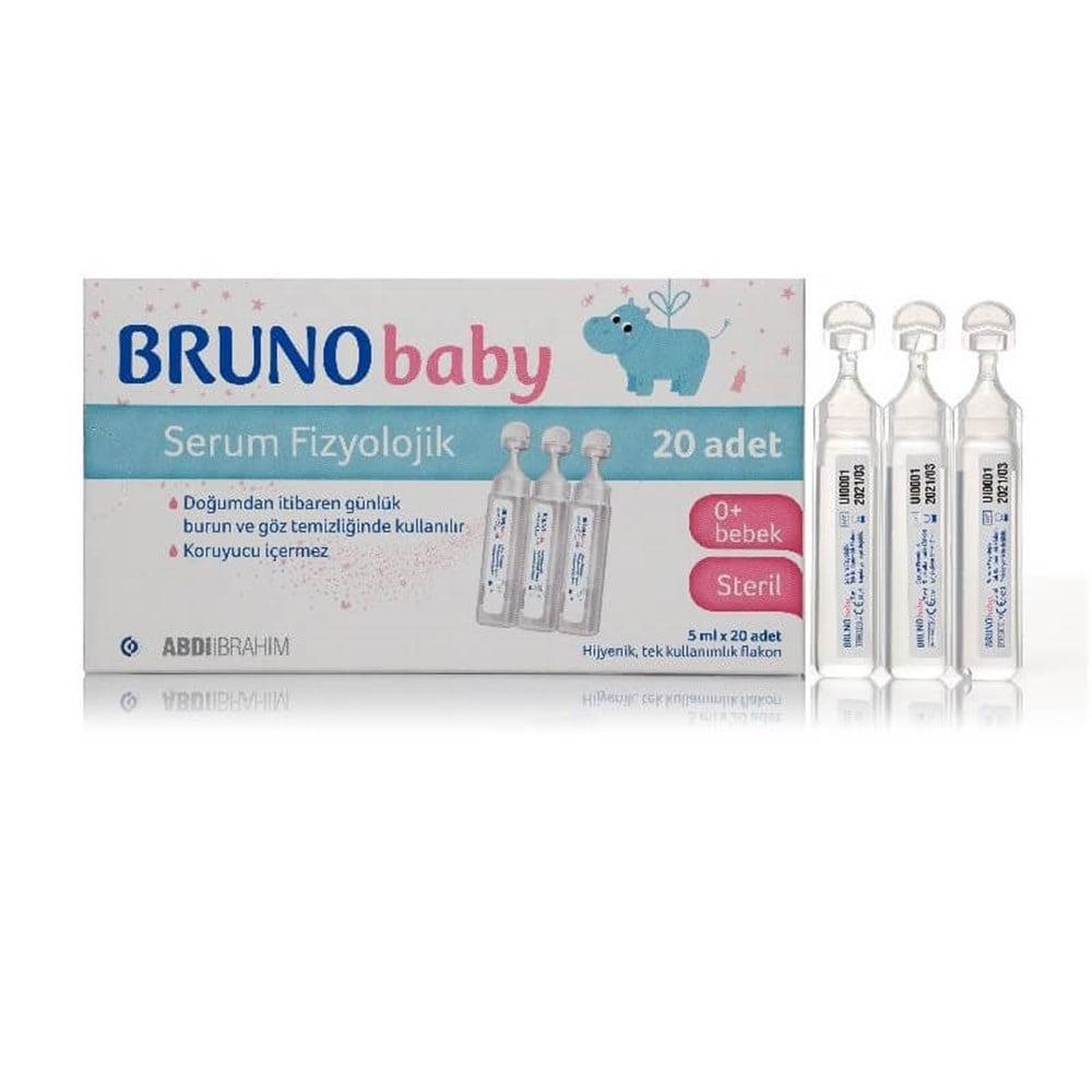 Bruno Baby Saline Solution for Nasal Care - Preservative-Free, 20 Single-Use Vials, Safe for Newborns