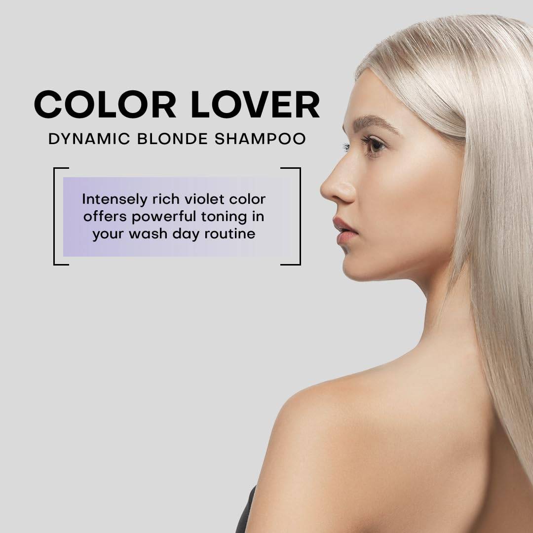 FRAMESI Color Lover Dynamic Blonde Purple Shampoo, Sulfate Free Shampoo, Color Treated Hai 16.9 Ozr