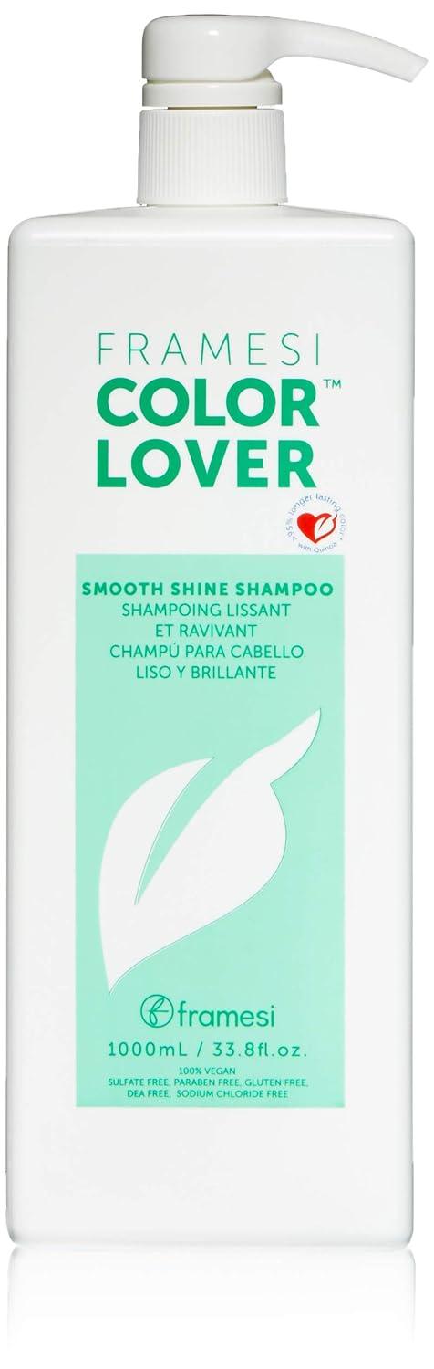 Framesi Color Lover Smooth Shine Shampoo, Sulfate-Free with Quinoa and Aloe Vera for Color Treated Hair, 33.8 oz